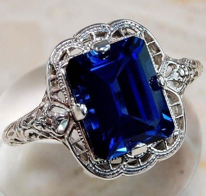 Elegant Huge Natural 3.5Ct Tanzanite 925 Silver Sapphire Ring Women Wedding Engagement Size 6-10