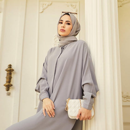 Muslim Dresses for Women Abaya Button down Henley Shirt Prayer Dress