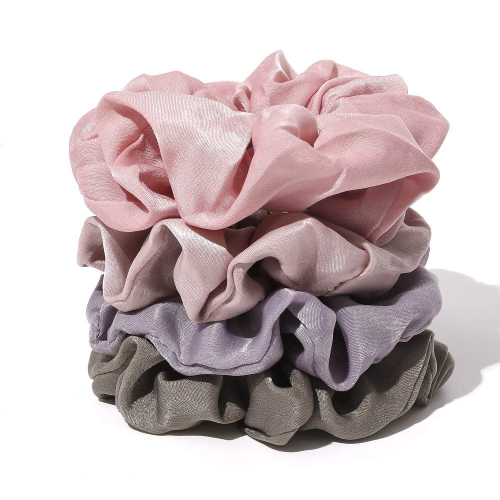 Silk Satin Scrunchies - No Crease Hair Ties for Women, Thick Hair Ponytail Holders with Soft Elastic Bands