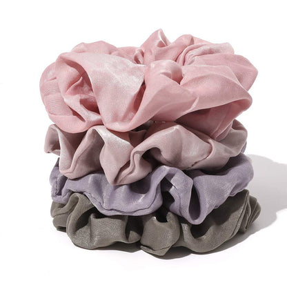 Silk Satin Scrunchies - No Crease Hair Ties for Women, Thick Hair Ponytail Holders with Soft Elastic Bands