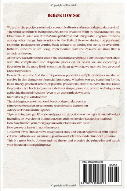 HOW to SURVIVE the 2ND GREAT ECONOMIC DEPRESSION: 8 Simple Steps to Survive the Imminent Severe Financial Recession