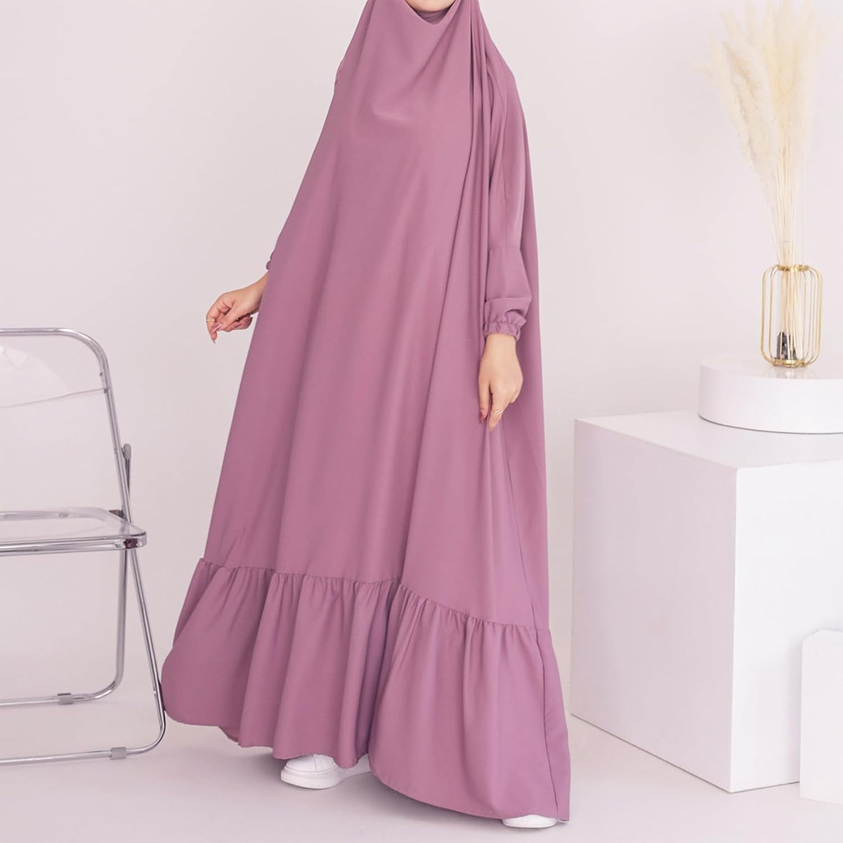 Women Jilbab Islamic Prayer Dress Muslim Dress for Woman Muslim Maxi Abaya Eid Ramadan Formal Gown with Sleeve Prayer Dress