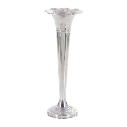 22 In. Silver Flute Shaped Aluminum Metal Decorative Vase