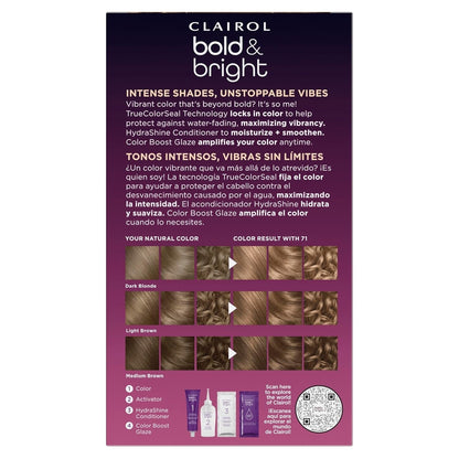 Bold & Bright Permanent Hair Dye, 71 Caramel Bronde Hair Color, Pack of 1