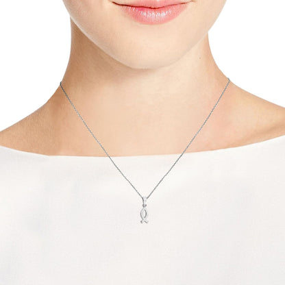 Faithful Christian Fish .925 Sterling Silver Pendant Necklace | Silver Pisces Necklace | Christian Fish Necklace