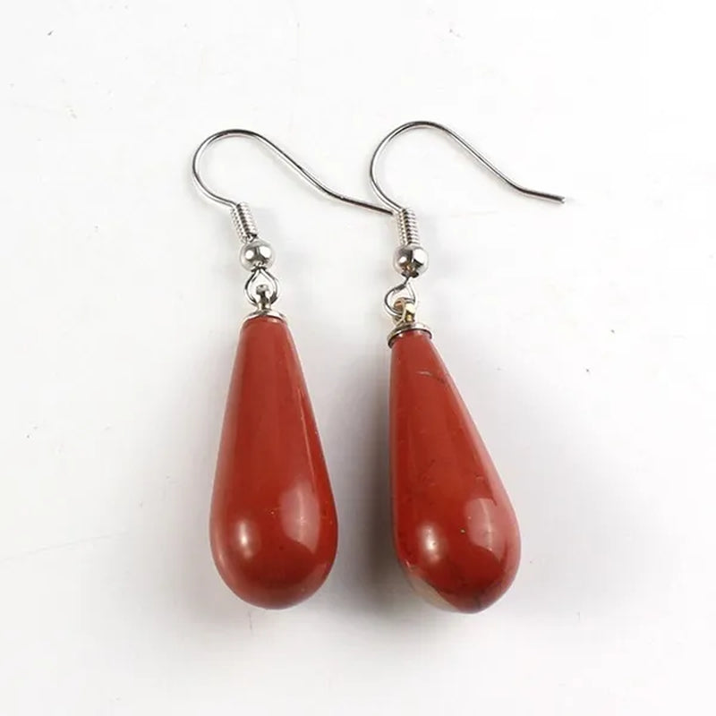 10pairs Teardrop Shaped Stone Ear Hook Dangle Earring Natural Amethysts Rose Quartzs Water Drop Earrings Anniversary Jewelry Gift