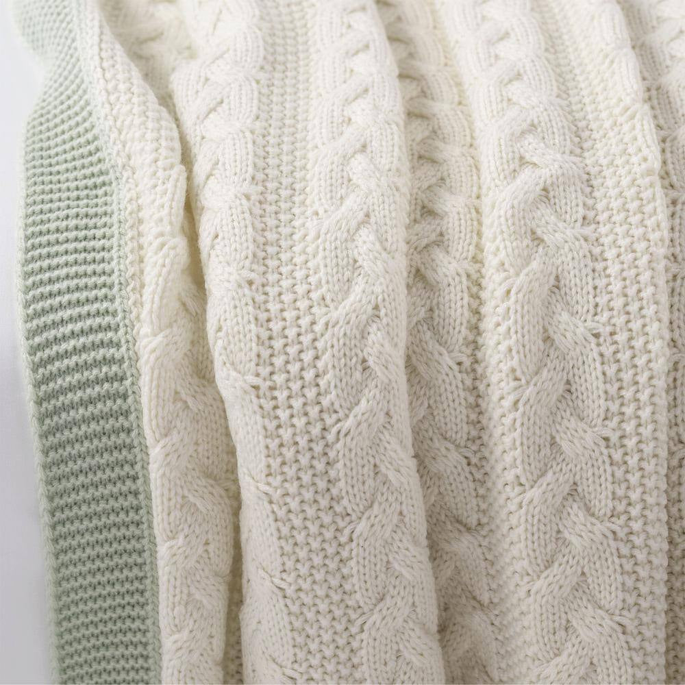 Off-White 100% Acrylic Aromatherapy Peppermint Scented Cable Knit 50 In. X 60 In. Throw Blanket