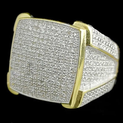 Cut Sim Diamond 14k Gold Plated 925 Silver Men's Pinky Band Wedding Ring