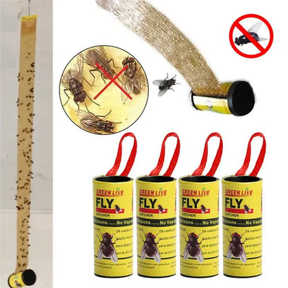 4/8/12/16/20 Rolls Sticky Fly Trap Glue Paper Insect Bug Catcher Strip Glue Paper Catcher Traps Fly Bug Household Flies Sticker