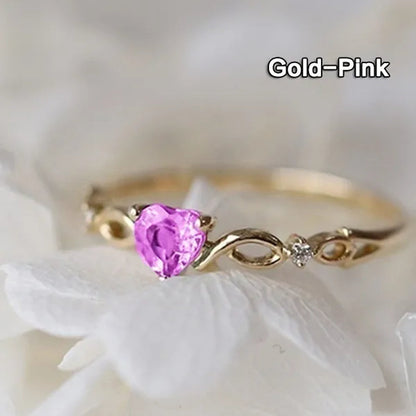 New Yellow Gold/White Gold Plated Engagement Wedding Ring Jewelry Skyblue Heart Shaped Sapphire Diamond Gemstone Rings for Women