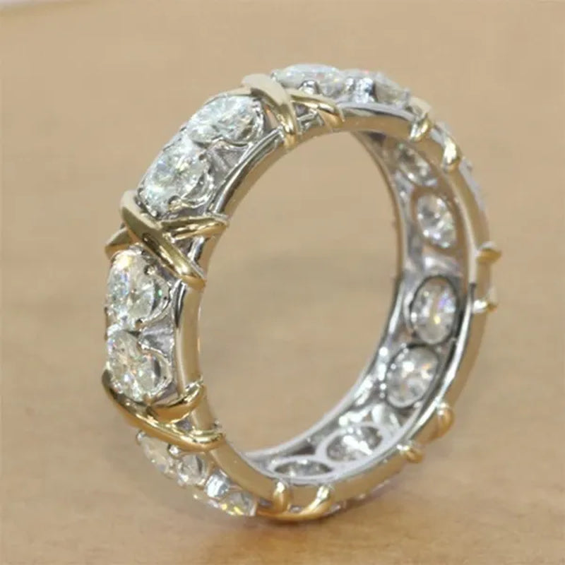 So Sparkling ! 925 Solid Sterling Silver Natural Gemstone White Sapphire Diamond Eternity Stackable Band Ring Wedding Engagement Fine Jewelry