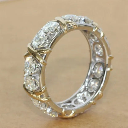 So Sparkling ! 925 Solid Sterling Silver Natural Gemstone White Sapphire Diamond Eternity Stackable Band Ring Wedding Engagement Fine Jewelry