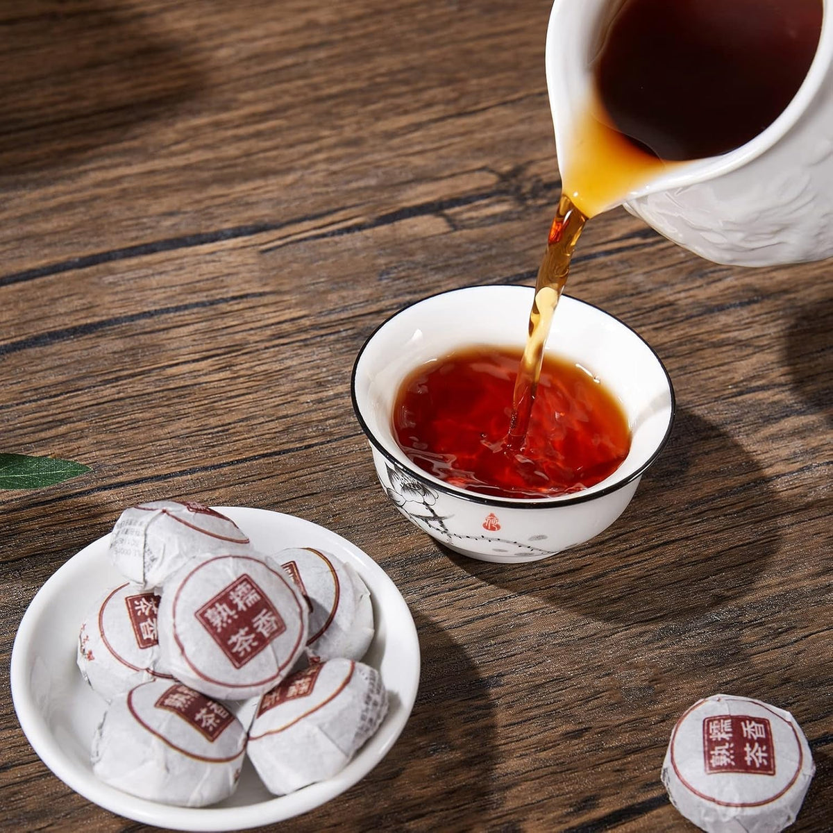 Pu-Erh Tea, Ripe Puerh Tea Mini Tea Cake with Glutinous Rice Fragrant, Loose Leaf Tea (8.47 Ounce/240G)