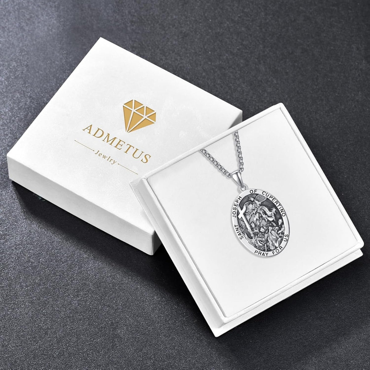 925 Sterling Silver Patron Saint Medals | Amulet Necklace Protection Jewelry for Men with 2.5Mm 22"+2" Rolo Chain