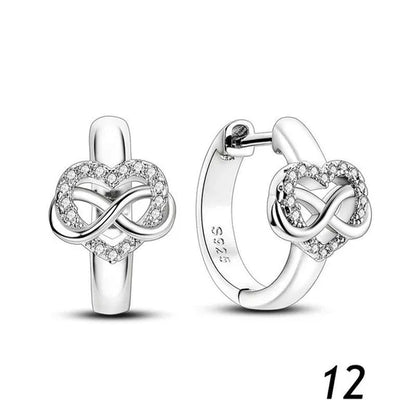 New 925 Sterling Silver Sparkling Two-Tone Zircon Stud Earrings European Fashion Women's Jewelry Earrings