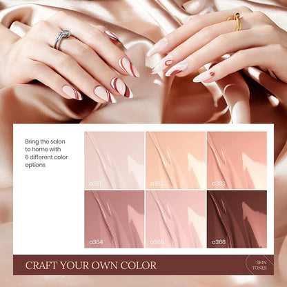 Nail Set 6 Colors Skin Tones Collection Nude Pink Gel Nail Polish Brown Neutral Soak off Uv Led Lamp Needed Manicure Diy Home