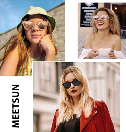 Retro Polarized Sunglasses for Women Men Classic Mirror Lens Driving Trendy Sun Glasses UV Protection (3 Pack)