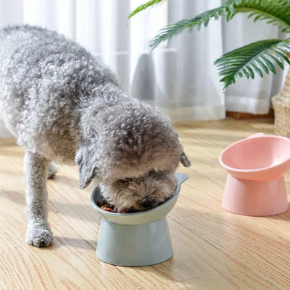 JJYY 1PC Pet Bowl High Base Feeding Cat Dog Bowl Protect Pet Spine Oblique Feeding Bowl Drinking Water Bowl Stonego Pet Supplies - Not include Food