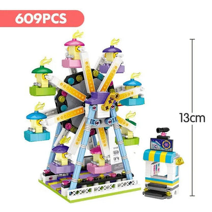 Loz Amusement Park Food Truck Merry-Go-Round Ferris Wheel Mini House Diamond Mini Building Block Cute Toys for Kids and Girls