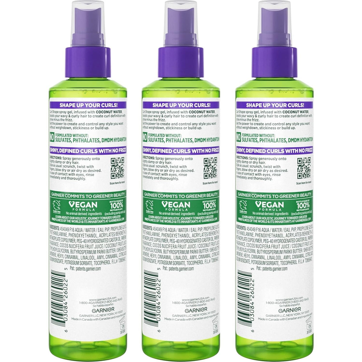 Fructis Style Curl Shape Defining Spray Gel for No Frizz, 8.5 Fl Oz, 3 Count (Packaging May Vary)
