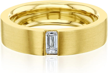 Flush Emerald Cut Lab Diamond (DEF/VS) Wedding Band 14K Gold