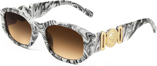 Retro Trendy Rectangle Sunglasses Women Men Vintage 90S Small Narrow Square Sunglasses B2322