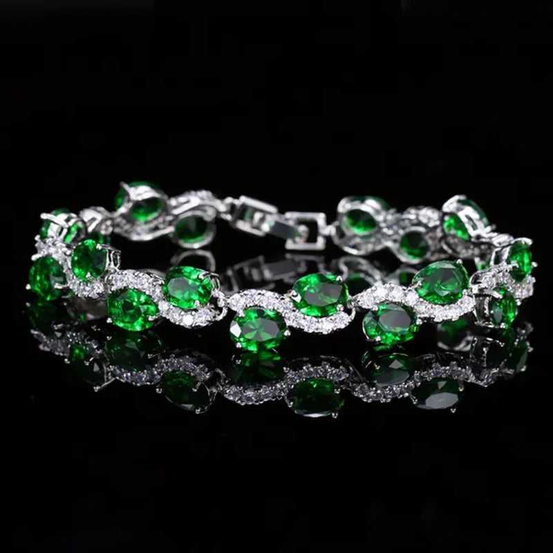 CANDICE Brilliant Multicolor Cubic Zirconia Crystal Pave Setting S Shaped Silver Plated Tennis Bracelets Bangles for Women New Summer Jewelry