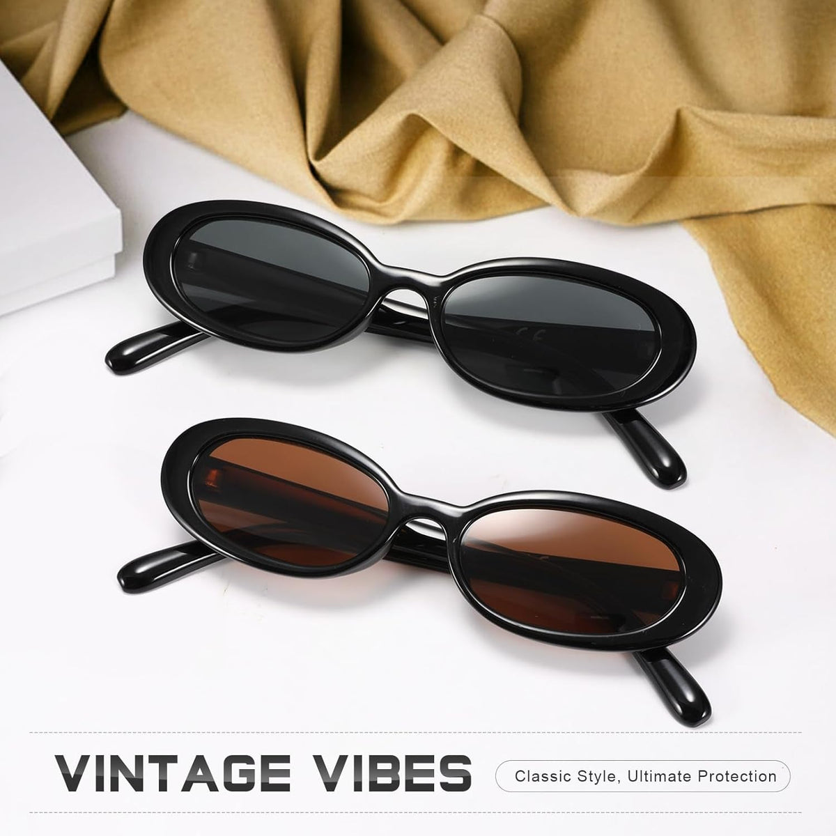 Retro Oval Sunglasses for Women Men Fashion Small Frame Sun Glasses 90s Style Driving Glasses UV400 Protection