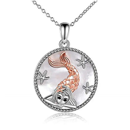 Fashion Women Ocean Necklace Sterling Silver Sea Turtle/Dolphin/Mermaid Necklace Abalone Shell Tortoise/Mermaid Tail Necklace
