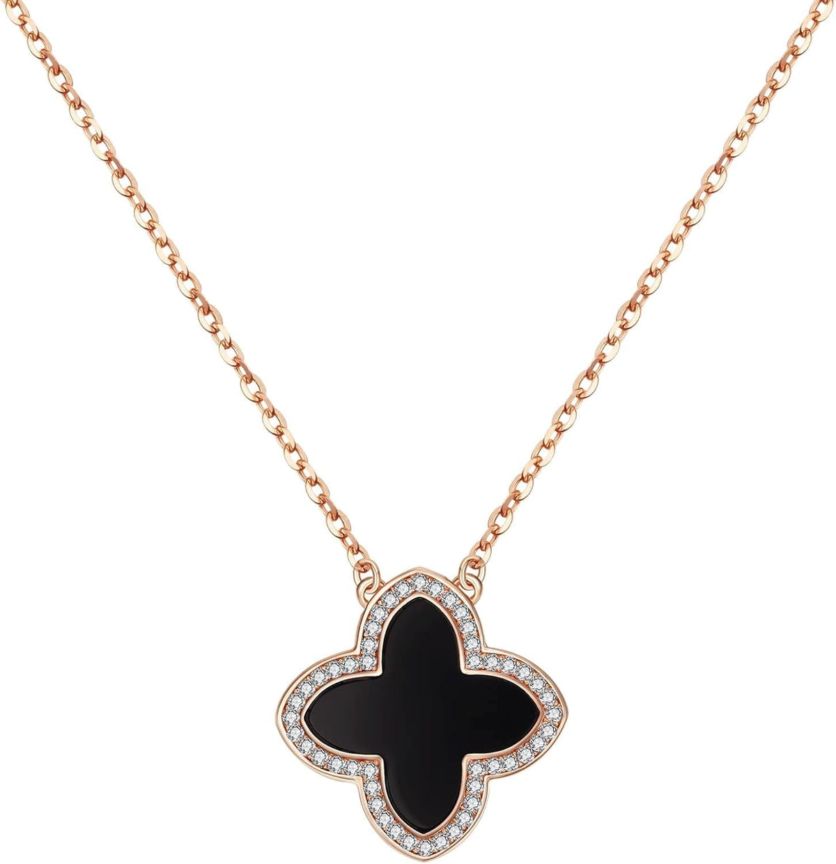Dainty Lucky Clover Necklace 14K Gold Plated Four Leaf Clover Necklace for Women, Simple Necklace Jewelry for Girls Teen