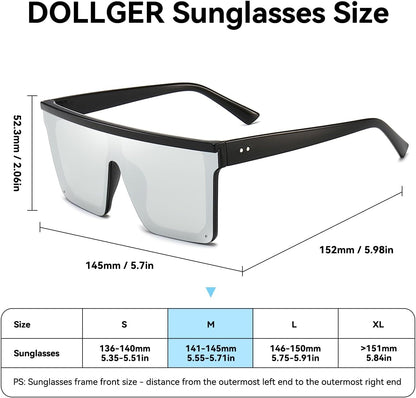 Square Oversized Sunglasses for Women Men Fashion Flat Top Big Black Frame Shades