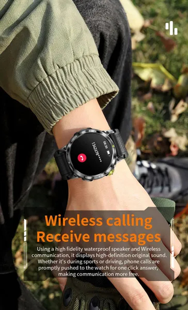 LIGE GPS 100+ Sport Modes Smart Watch Men Compass Military With LED Flashlight Bluetooth Call Sport Tracker IP68 Waterproof Smartwatch For Women Android IOS