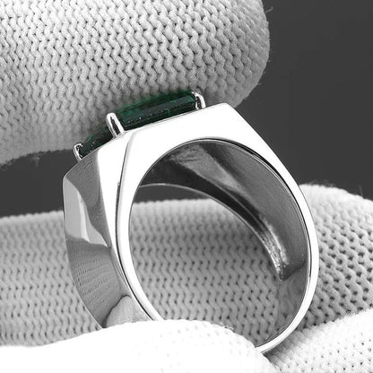 Business Men Natural Sapphire Emerald Ring Fashion 925 Sterling Silver Birthstone Rings Engagement Wedding Jewelry