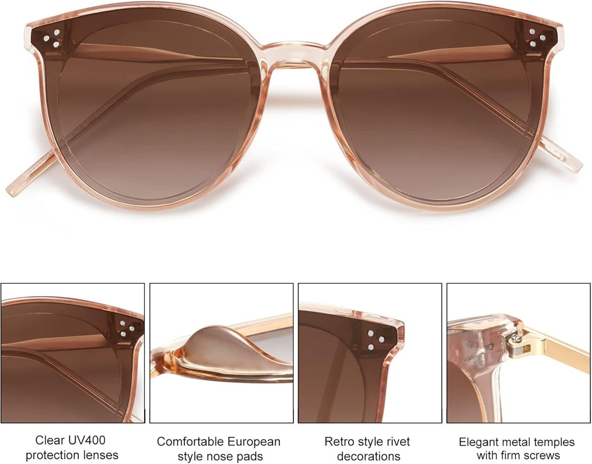 Classic Trendy round Sunglasses Womens Mens Oversized Large Shades UV400 Vacation Sunnies SJ2068