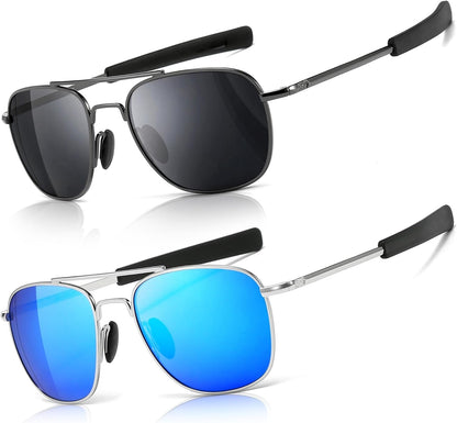 Men's Military Style Polarized Pilot Aviator Sunglasses Bayonet Temples