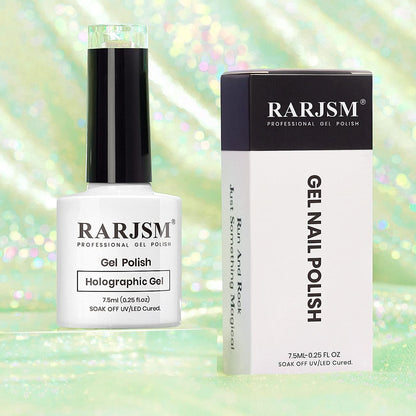 Holographic Nail Polish Light Green Gel Polish Unicorn Effect Nail Gel 7.5ML Curing Required Nail Art Colors Home Gel Manicure