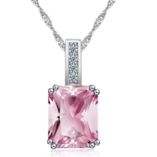 woman fashion Jewellery Simplicity Elegant Sapphire/Amethyst/Pink Necklace  Silver Banquet engagement  Jewellery Necklace