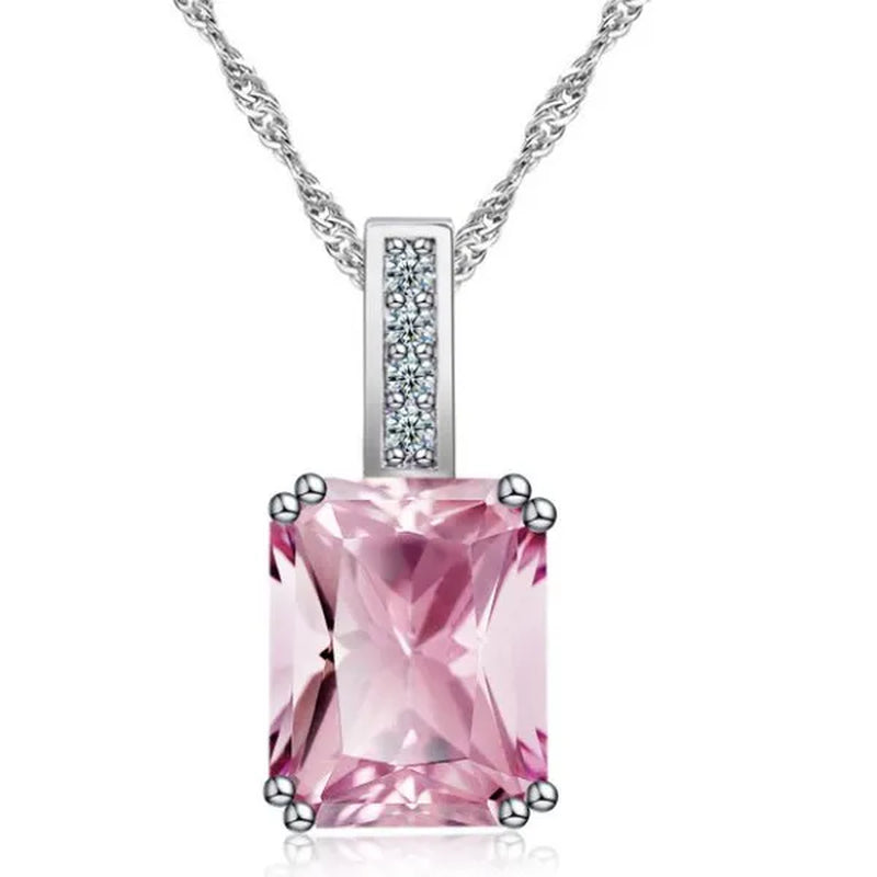 woman fashion Jewellery Simplicity Elegant Sapphire/Amethyst/Pink Necklace  Silver Banquet engagement  Jewellery Necklace