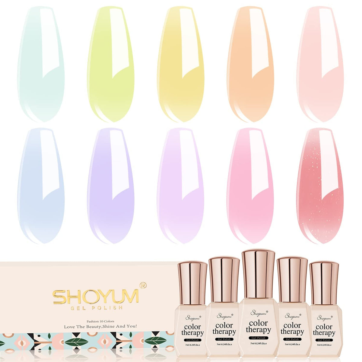 Gel Nail Polish Set-10 Colors Fall Yellow Orange Gold Glitter Pumpkin Dark Series Nail Gel Polish Starter Kit Soak Off Salon DIY Manicure Nail Art Gifts for Girls Women 7ml