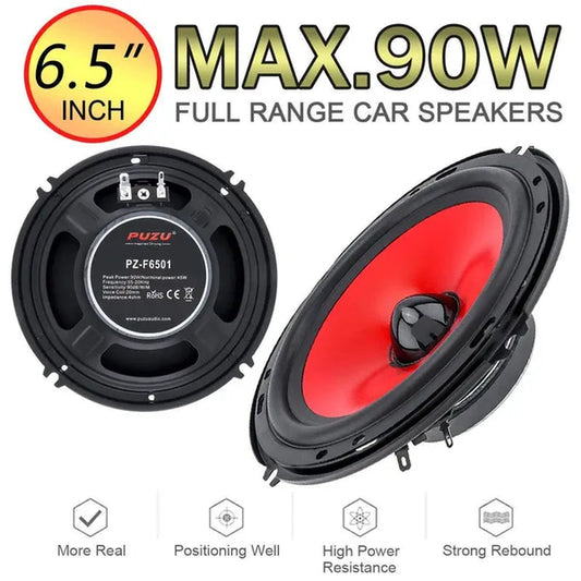 2Pcs 6.5 Inch 90W Full Range Frequency Car Audio Speaker Heavy Mid-Bass Ultra-Thin Modified Speakers