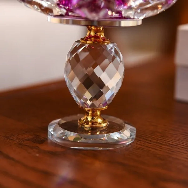 Crystal Glass Lotus  Candle Tea Light Holder Buddhist Candlestick Home Decoration