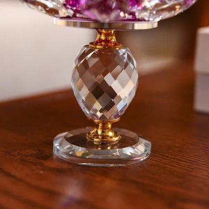 Crystal Glass Lotus  Candle Tea Light Holder Buddhist Candlestick Home Decoration