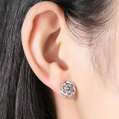 Fashion Diamond Flower Stud Earrings for Women Jewelry