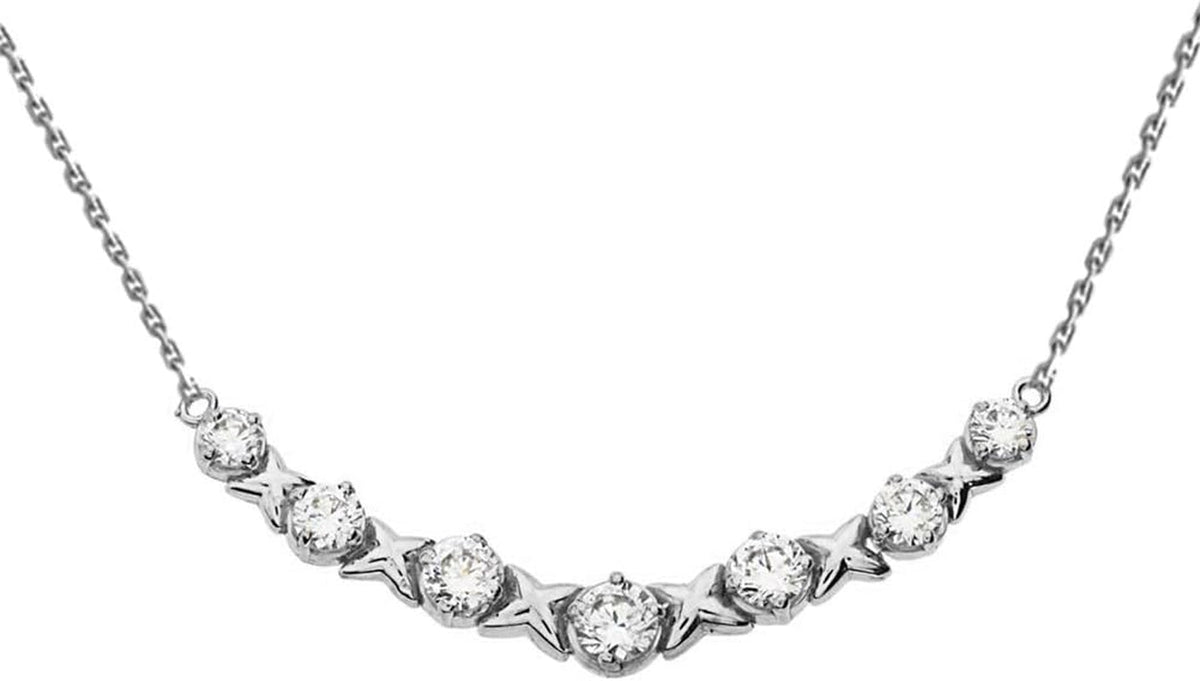 Dazzling 14K White Gold Diamond XOXO Pendant Necklace