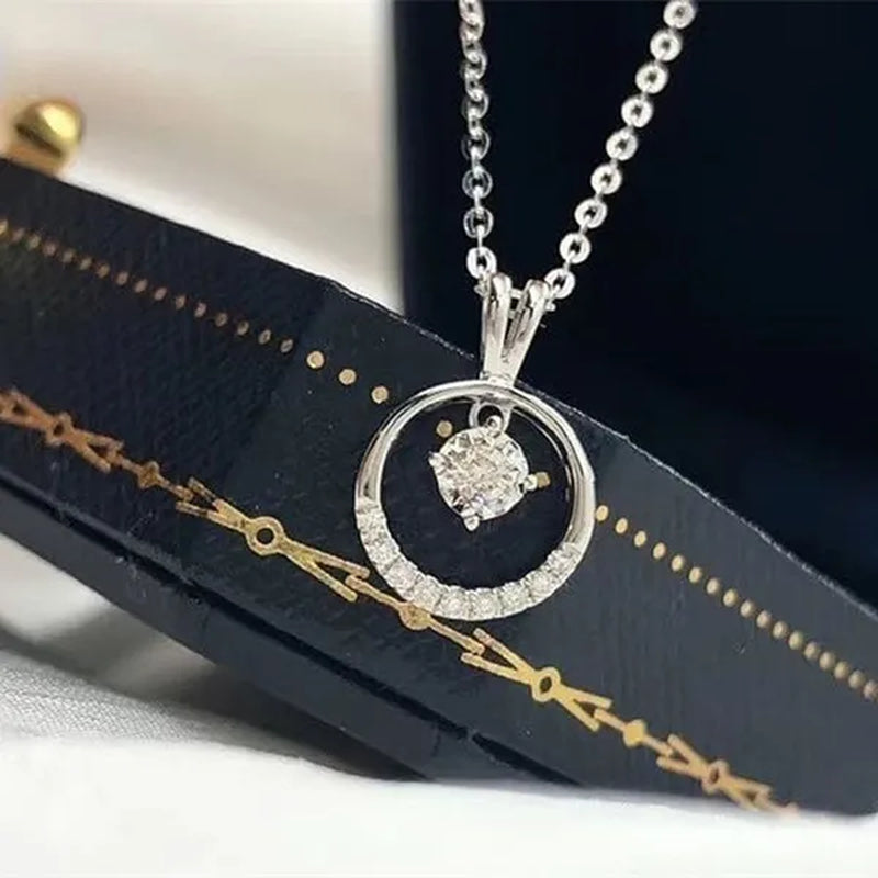 Elegant 4 Claws Round Cut 2.0CT Diamond Round Pendant Necklace for Women Proposal Party Jewelry Rose Gold Plated Moissanite Necklace