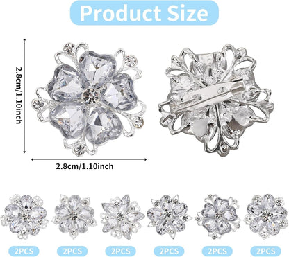 12 Pcs Rhinestone Brooch, Silver Brooch Pins, Assorted Crystal Brooch Pin Small Flower Brooches Pins Decorative Brooch Pins for Crafts Flower Lapel Badge Pins for Women DIY Bridal Wedding Bouquet Kit