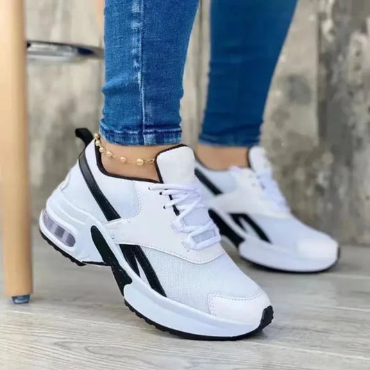 Women's Flying Weave Mesh Breathable Sports Shoes Air Cushion Lightweight Casual Sneakers Athletic Tennis Shoes Walking Sneakers