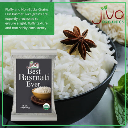 Organic Basmati Rice 10 LB Bag - Pure, Long, Premium Quality from India - by