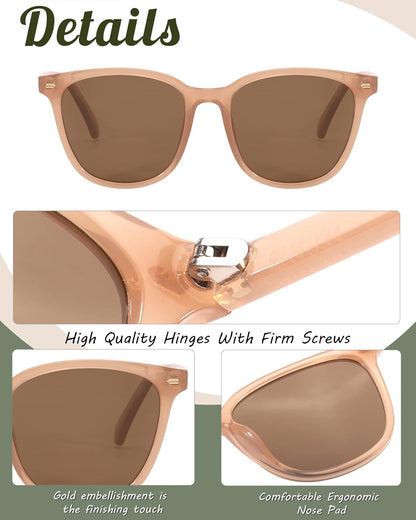 Polarized Sunglasses for Women, Square Mirrored Trendy Shades with UV Protection Reduce Glare Sun Glasses