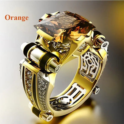 Fashion Classic Gold Plated Men Multi-Element Classic Black Cubic Zirconia Party Men'S Ring